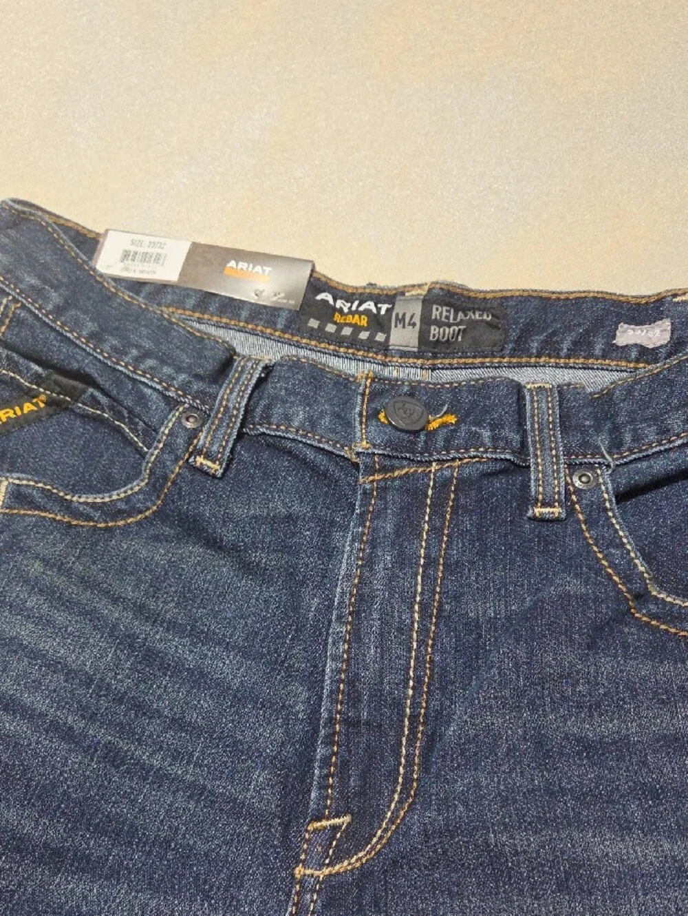 Ariat Men's Dark Indigo Bootcut Jeans with Tan Stitching